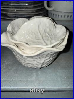 Set 5 Secla Portugal WHITE Cabbage Leaf Soup Tureens with Lids Vintage