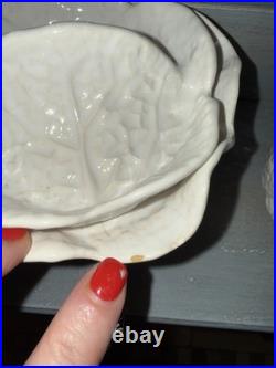 Set 5 Secla Portugal WHITE Cabbage Leaf Soup Tureens with Lids Vintage