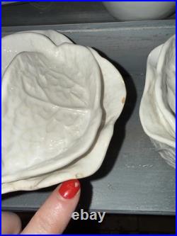 Set 5 Secla Portugal WHITE Cabbage Leaf Soup Tureens with Lids Vintage