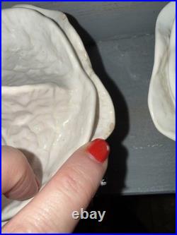 Set 5 Secla Portugal WHITE Cabbage Leaf Soup Tureens with Lids Vintage