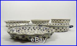 Set Of 6 Vintage Boleslawiec Polish Pottery Serving Dish Pie Casserole Bowls