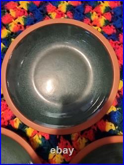 Set Of 6 Vintage Suffolk Tableware Henry Watson Pottery England Green 6 Bowl