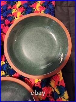 Set Of 6 Vintage Suffolk Tableware Henry Watson Pottery England Green 6 Bowl