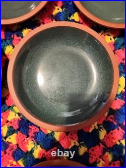 Set Of 6 Vintage Suffolk Tableware Henry Watson Pottery England Green 6 Bowl