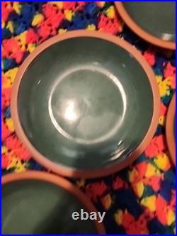 Set Of 6 Vintage Suffolk Tableware Henry Watson Pottery England Green 6 Bowl