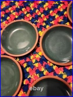 Set Of 6 Vintage Suffolk Tableware Henry Watson Pottery England Green 6 Bowl