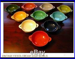 Set of 10 Vintage Fiestaware Fiesta Ware Cream Soup Bowls Iconic Tab Handled