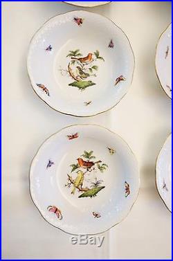 Set of 12 Fruit Bowls 6.5 HEREND Hungary Rothschild Bird Vintage Varied LOT Sm