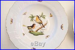 Set of 12 Rim Soup Bowls 9.5 HEREND Hungary Rothschild Bird Vintage Varied LOT