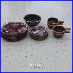 Set of 21 Vintage Hull Pottery USA Brown Drip Cereal, Fruit /Bowl /SM LG plates