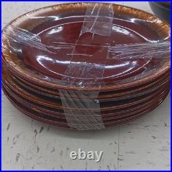 Set of 21 Vintage Hull Pottery USA Brown Drip Cereal, Fruit /Bowl /SM LG plates