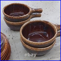 Set of 21 Vintage Hull Pottery USA Brown Drip Cereal, Fruit /Bowl /SM LG plates