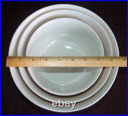 Set of 3 Nesting HALL'S SUPERIOR Pink Mixing BOWLS Gold Label BASKET Vtg