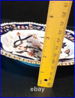 Set of 4 Vintage Copeland English Imari Style Cobalt Gold Porcelain 9 Soup Bowl