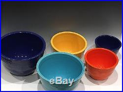Set of 5 Nesting 1930s Vintage Fiestaware Mixing Bowls, Excellent Condition
