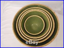 Set of 5 vtg Nelson McCoy set of window pane yellow ware bowls shield 5 7 8 9 11