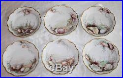 Set of 6 Vintage Antique Haviland Limoges Shell & Sea Life Bowls Mint