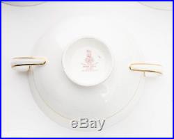 Set of 8 Vtg Royal Doulton China Footed Cream Soup Bowls & Saucers Royal Gold