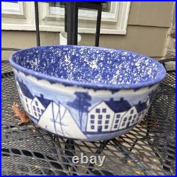 Shard Of Maine Spatterware Large Bowl With Sailing New England Town Scene 11