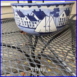 Shard Of Maine Spatterware Large Bowl With Sailing New England Town Scene 11