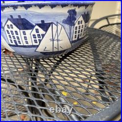 Shard Of Maine Spatterware Large Bowl With Sailing New England Town Scene 11