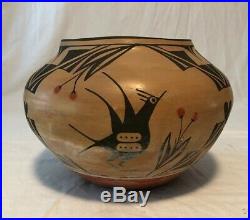 Signed Eleanor Pino Griego Vintage Large Bowl Zia Pueblo Vase 8x7