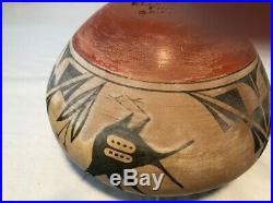 Signed Eleanor Pino Griego Vintage Large Bowl Zia Pueblo Vase 8x7