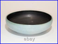Signed Klytie Pate Bowl Blue Lustre Glaze with Matte Black Interior