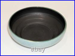 Signed Klytie Pate Bowl Blue Lustre Glaze with Matte Black Interior