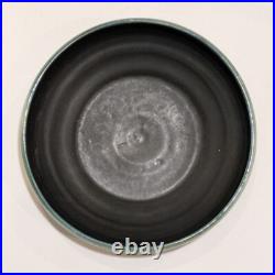 Signed Klytie Pate Bowl Blue Lustre Glaze with Matte Black Interior