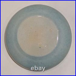 Signed Klytie Pate Bowl Blue Lustre Glaze with Matte Black Interior