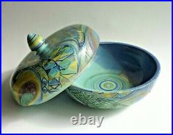 Signed Monica Grandi Handmade Italian Studio Art Pottery Lidded Bowl