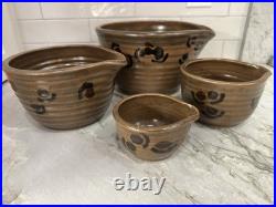 Signed Nesting Mixing Bowls Set of 4 Hand Thrown Stoneware Chris Heckman