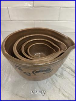 Signed Nesting Mixing Bowls Set of 4 Hand Thrown Stoneware Chris Heckman