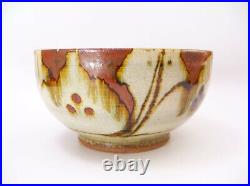 Signed Studio Art Pottery Bowl with Tenmoku Iron Splash Glaze