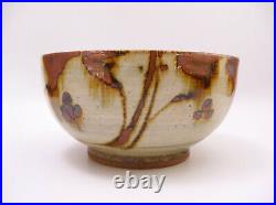 Signed Studio Art Pottery Bowl with Tenmoku Iron Splash Glaze