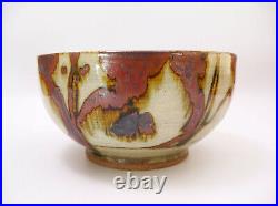 Signed Studio Art Pottery Bowl with Tenmoku Iron Splash Glaze