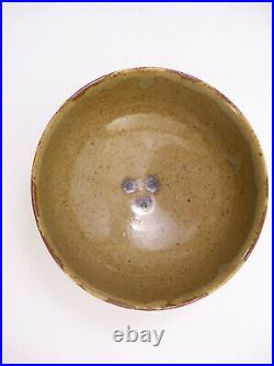 Signed Studio Art Pottery Bowl with Tenmoku Iron Splash Glaze