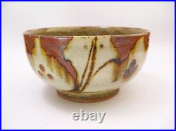 Signed Studio Art Pottery Bowl with Tenmoku Iron Splash Glaze