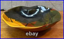 Signed Studio Pottery Bowl Abstract Glaze Art Pottery Rustic Earth Tones
