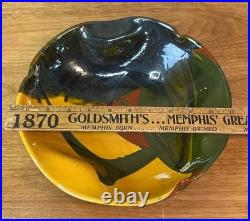 Signed Studio Pottery Bowl Abstract Glaze Art Pottery Rustic Earth Tones
