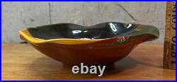 Signed Studio Pottery Bowl Abstract Glaze Art Pottery Rustic Earth Tones