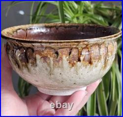 Signed Studio Pottery Farmhouse Speckled Rustic Brown Drip Glaze Bowl Set of 9