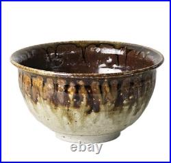 Signed Studio Pottery Farmhouse Speckled Rustic Brown Drip Glaze Bowl Set of 9