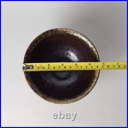 Signed Studio Pottery Farmhouse Speckled Rustic Brown Drip Glaze Bowl Set of 9