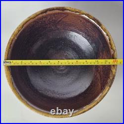Signed Studio Pottery Farmhouse Speckled Rustic Brown Drip Glaze Bowl Set of 9