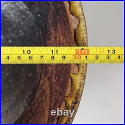 Signed Studio Pottery Farmhouse Speckled Rustic Brown Drip Glaze Bowl Set of 9