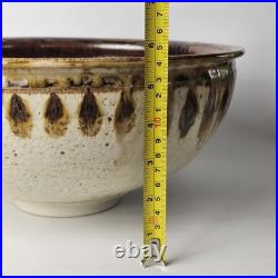 Signed Studio Pottery Farmhouse Speckled Rustic Brown Drip Glaze Bowl Set of 9