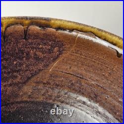 Signed Studio Pottery Farmhouse Speckled Rustic Brown Drip Glaze Bowl Set of 9