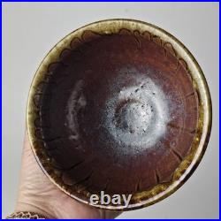 Signed Studio Pottery Farmhouse Speckled Rustic Brown Drip Glaze Bowl Set of 9